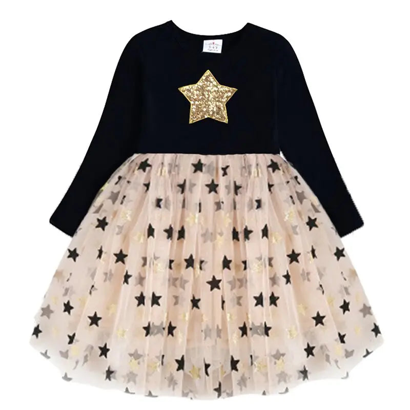 Winter Girls Star Princess Party Dress