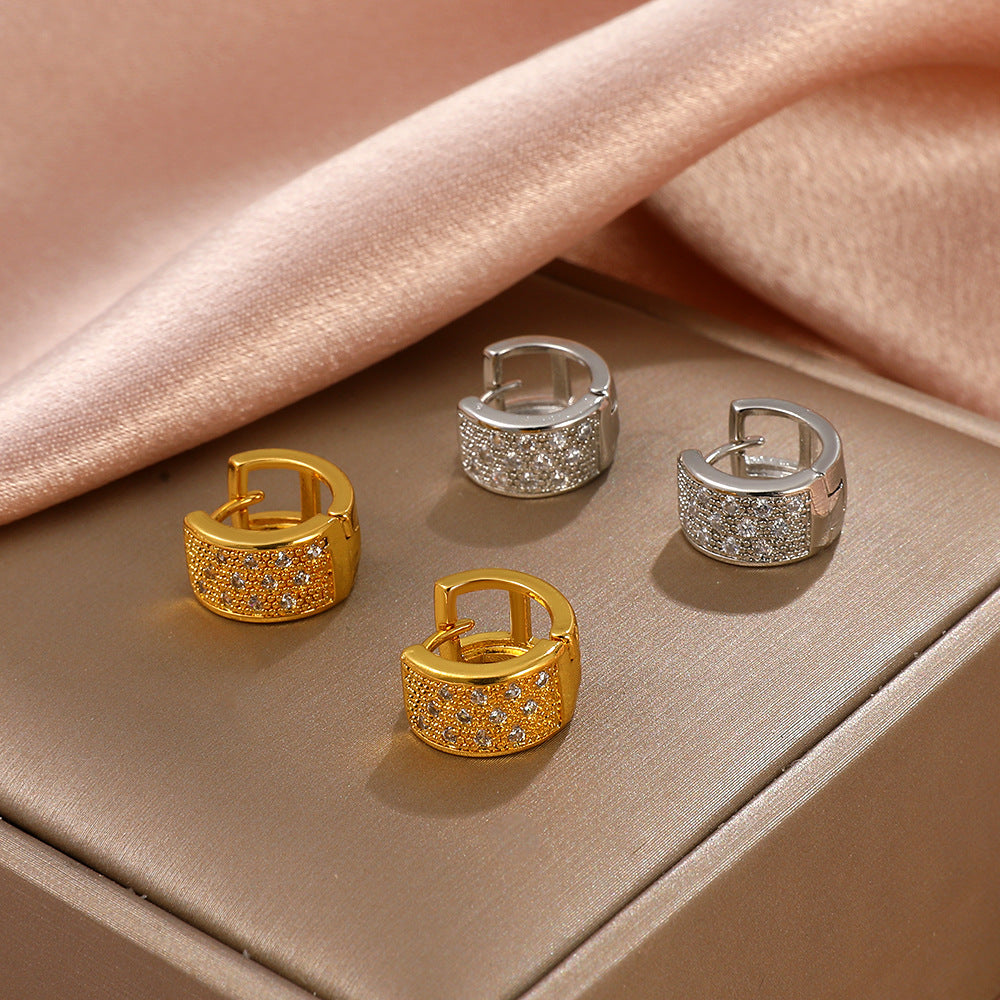 Simple Fashion Personality Round Diamond Geometric Ear Clip