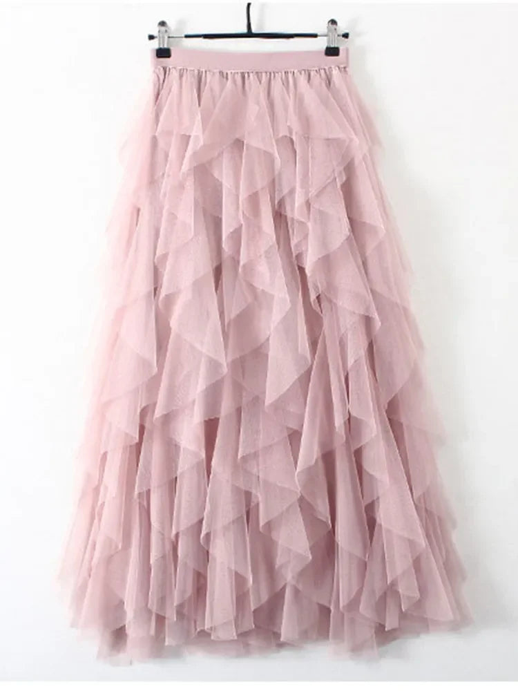 Pink Tulle Maxi Skirt