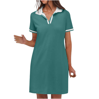 Women's Pure Short Sleeve V-neck Casual Dress