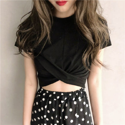 Korean Version Of The New Loose Students Pure Color Blouse Black And White Women