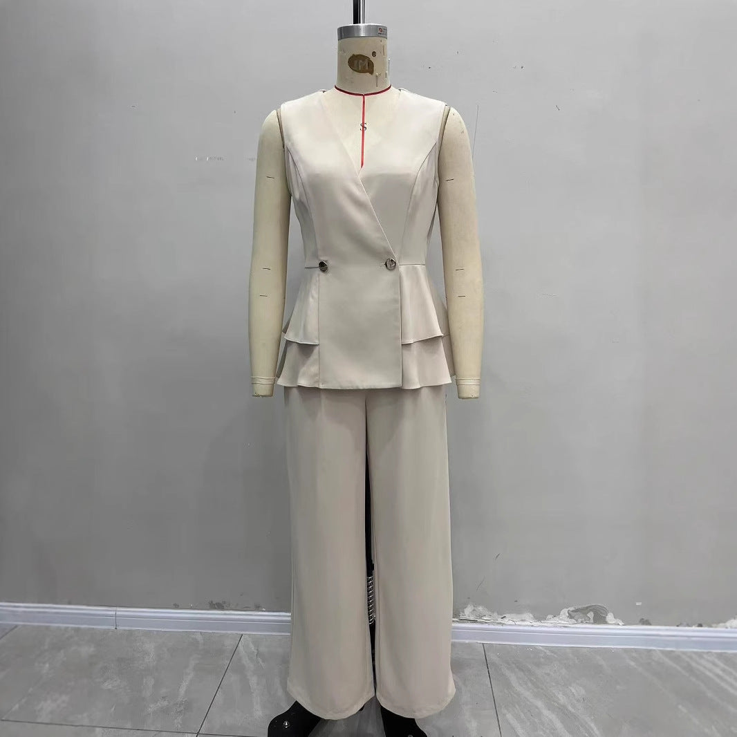 Women's Casual Solid Color Sleeveless Top And Pants Set