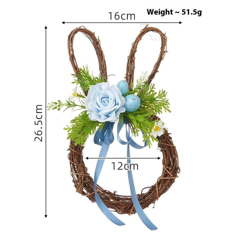 Easter Rabbit Decoration Green Plant Bow Garland Holiday Decoration