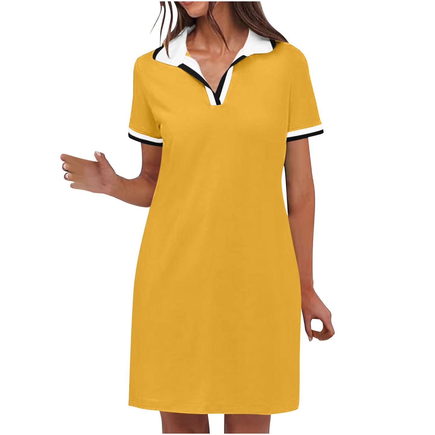 Women's Pure Short Sleeve V-neck Casual Dress