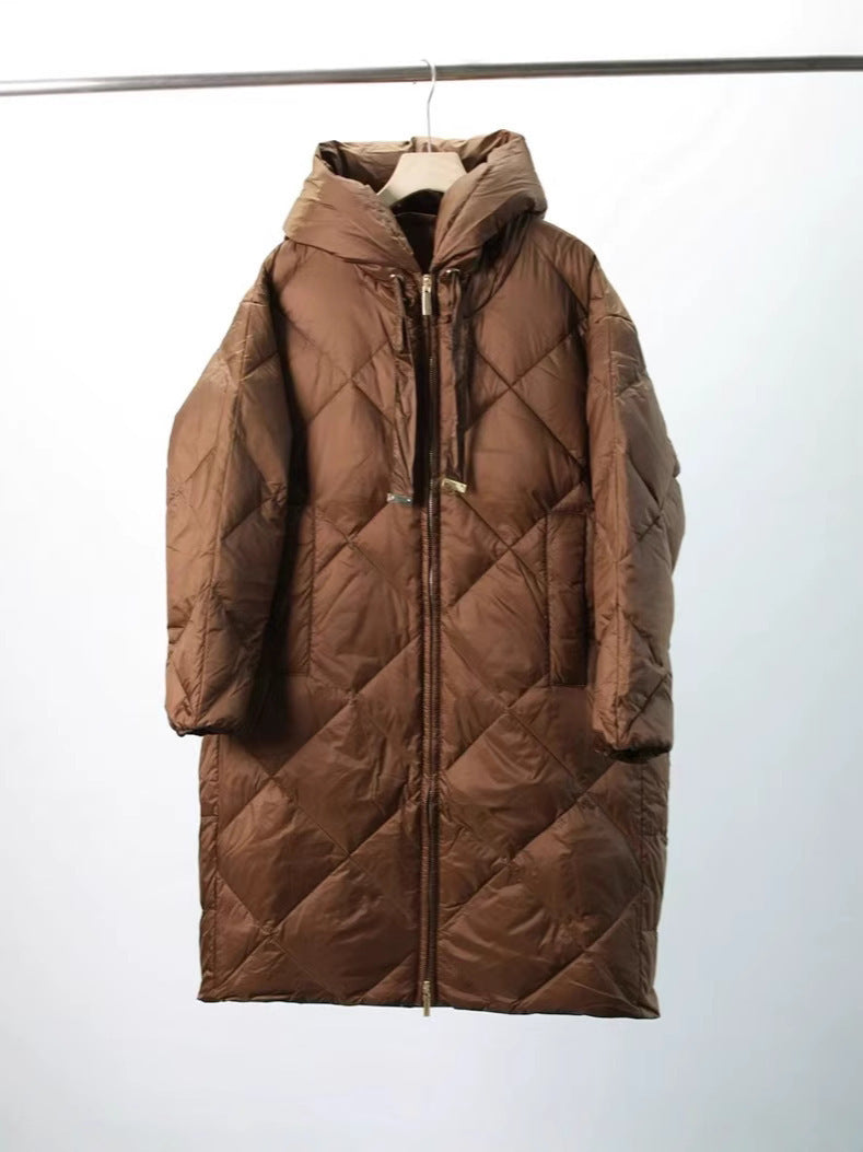 Classic Diamond Lattice Down Jacket Women's Thickened