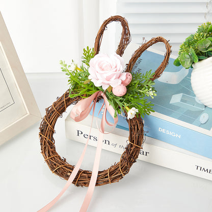 Easter Rabbit Decoration Green Plant Bow Garland Holiday Decoration