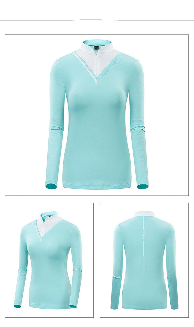 Golf Women's Long-sleeved T-shirt Stand-up Collar Sunscreen Korean Version Of Slim Sports