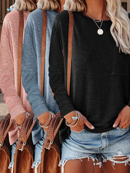 3pcs Women's Casual Long Sleeve T Shirts Soft Cross-border dropshipping
