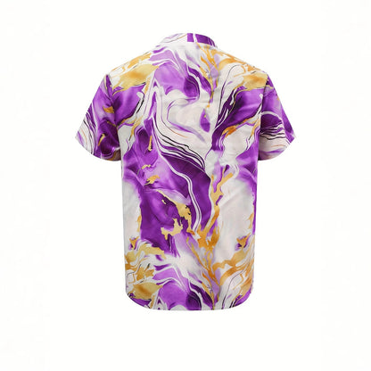 Geometric Pattern V-neck Commuter's All-matching Short Sleeve Shirt