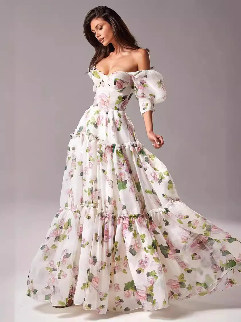 Elegant Floral Off-Shoulder Dress