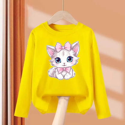 Cute Bow Cat DressTops for Girls