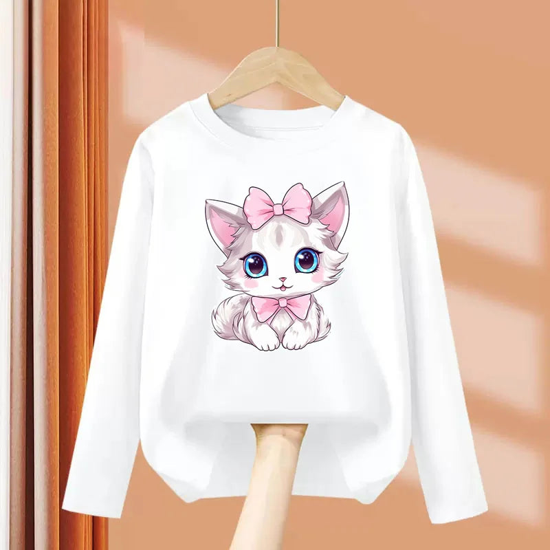 Cute Bow Cat DressTops for Girls