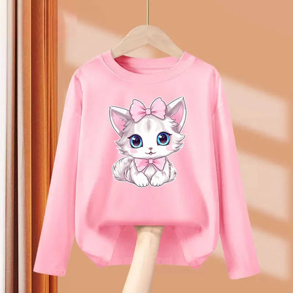 Cute Bow Cat DressTops for Girls