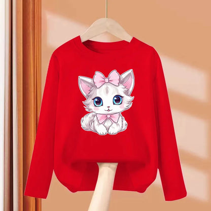 Cute Bow Cat DressTops for Girls