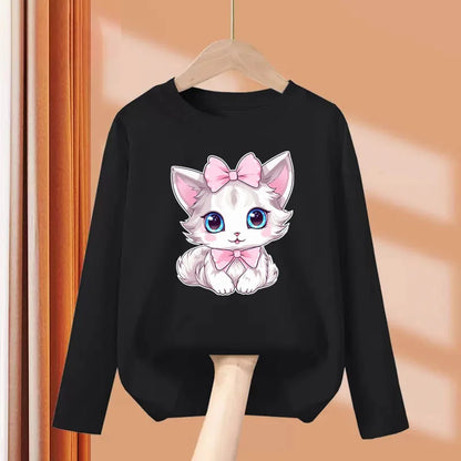 Cute Bow Cat DressTops for Girls