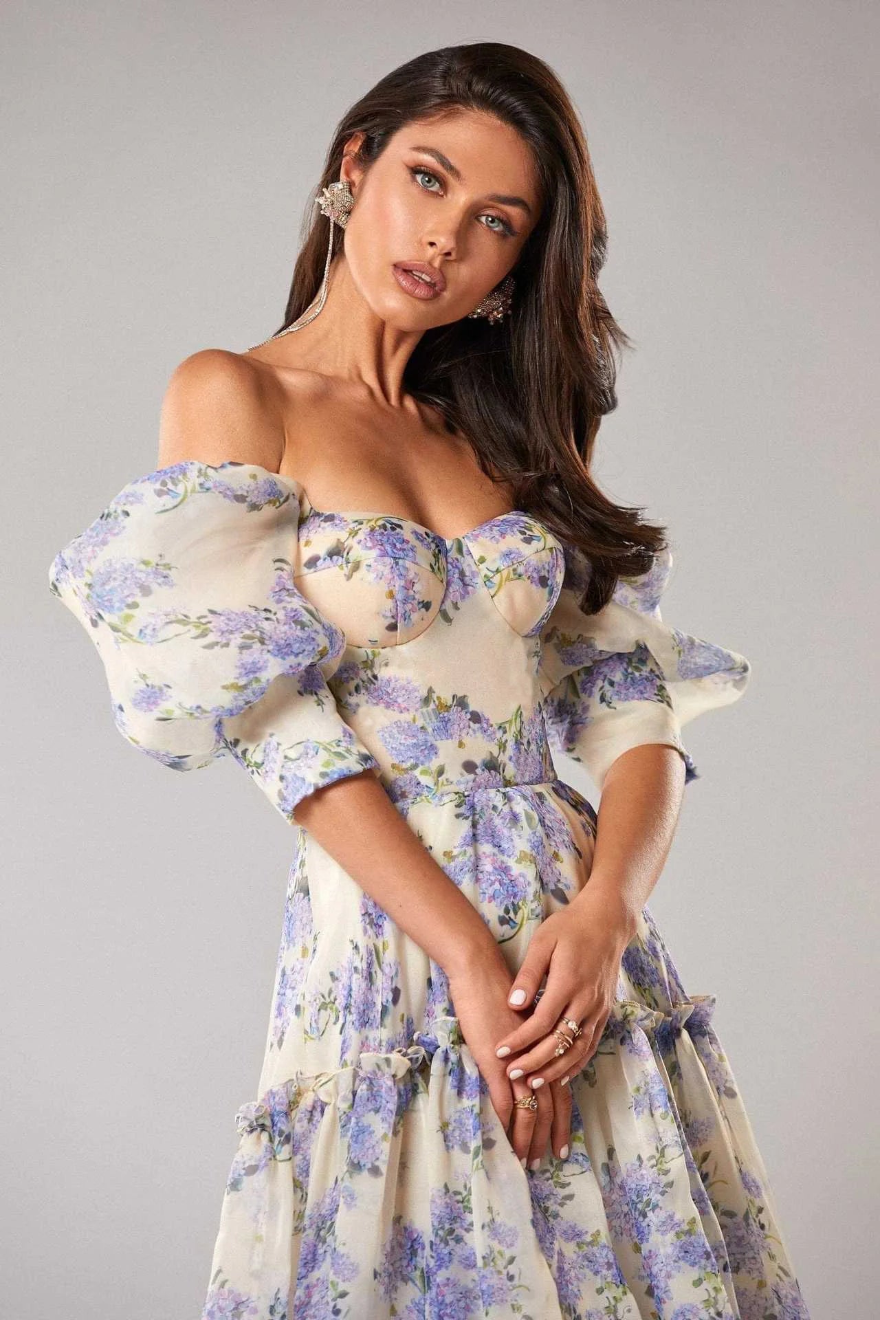 Elegant Floral Off-Shoulder Dress