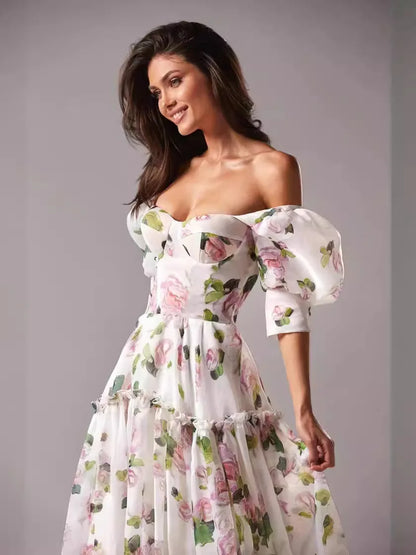 Elegant Floral Off-Shoulder Dress