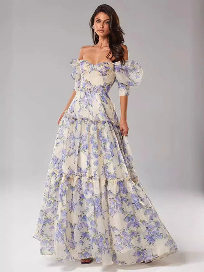 Elegant Floral Off-Shoulder Dress