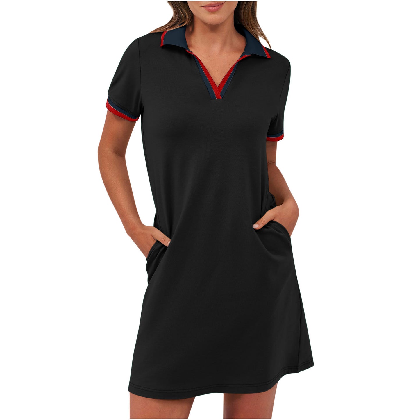 Women's Pure Short Sleeve V-neck Casual Dress