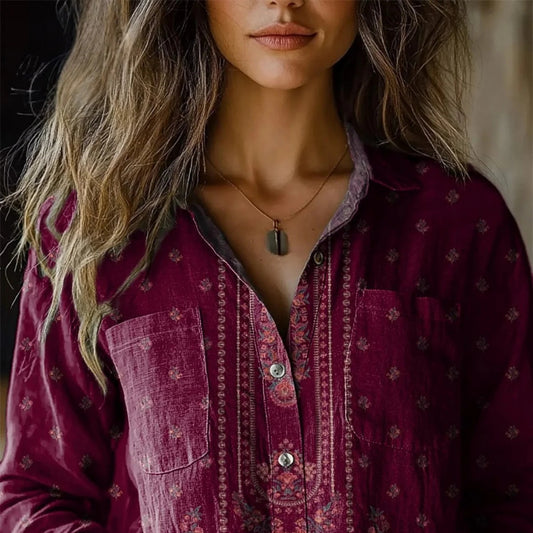 3D Digital Printing Women's Plus Size Lapel Long Sleeve Shirt