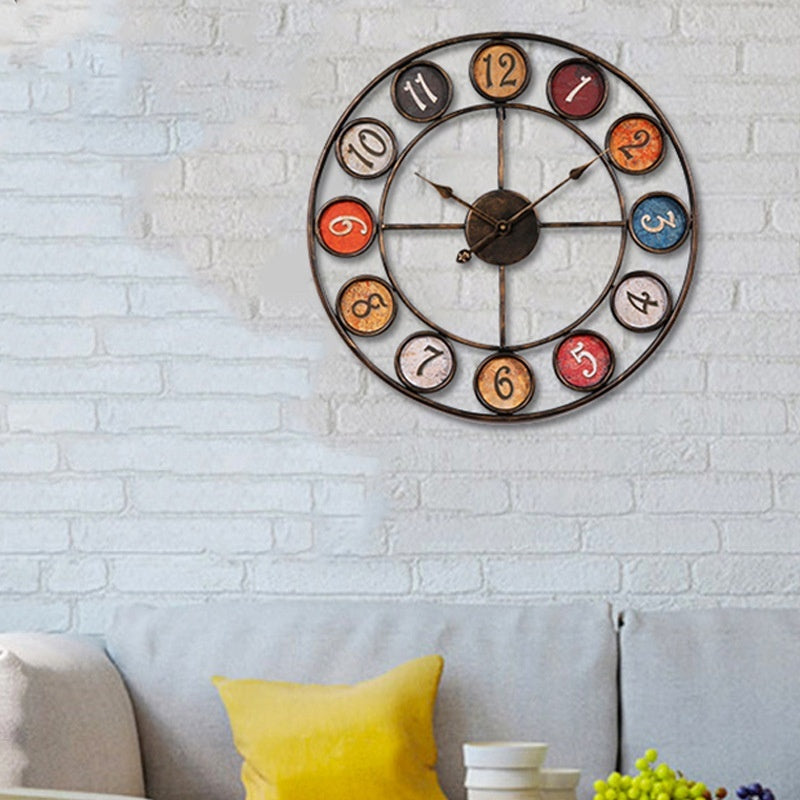 Creative Clocks Background Wall Simple Iron Retro Wall Clock