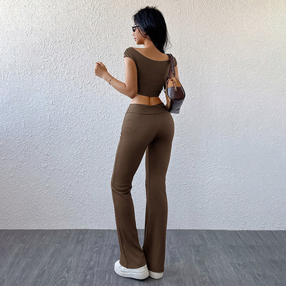 Casual Sporty Chic Solid-Color Slim-Fit Set