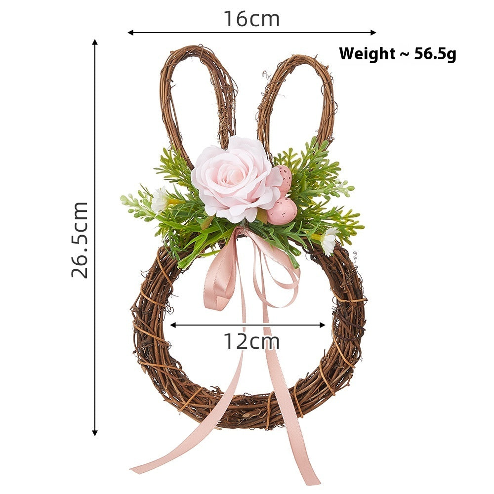 Easter Rabbit Decoration Green Plant Bow Garland Holiday Decoration