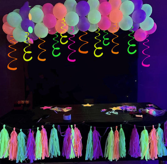 Night Party Fluorescent Paper Spiral Ornaments