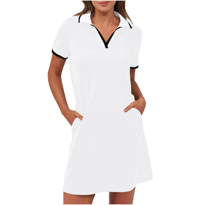 Women's Pure Short Sleeve V-neck Casual Dress