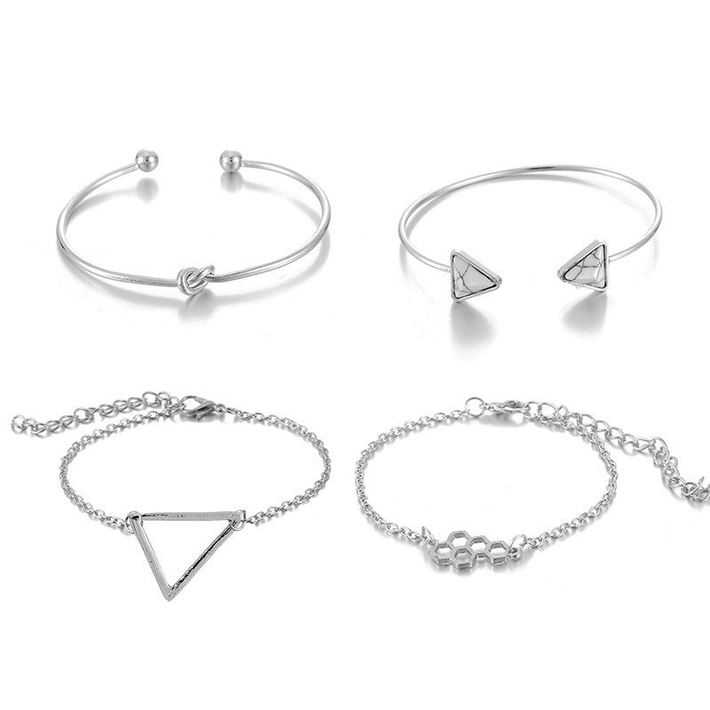 Knotted Triangle Honeycomb Four-piece Bracelet