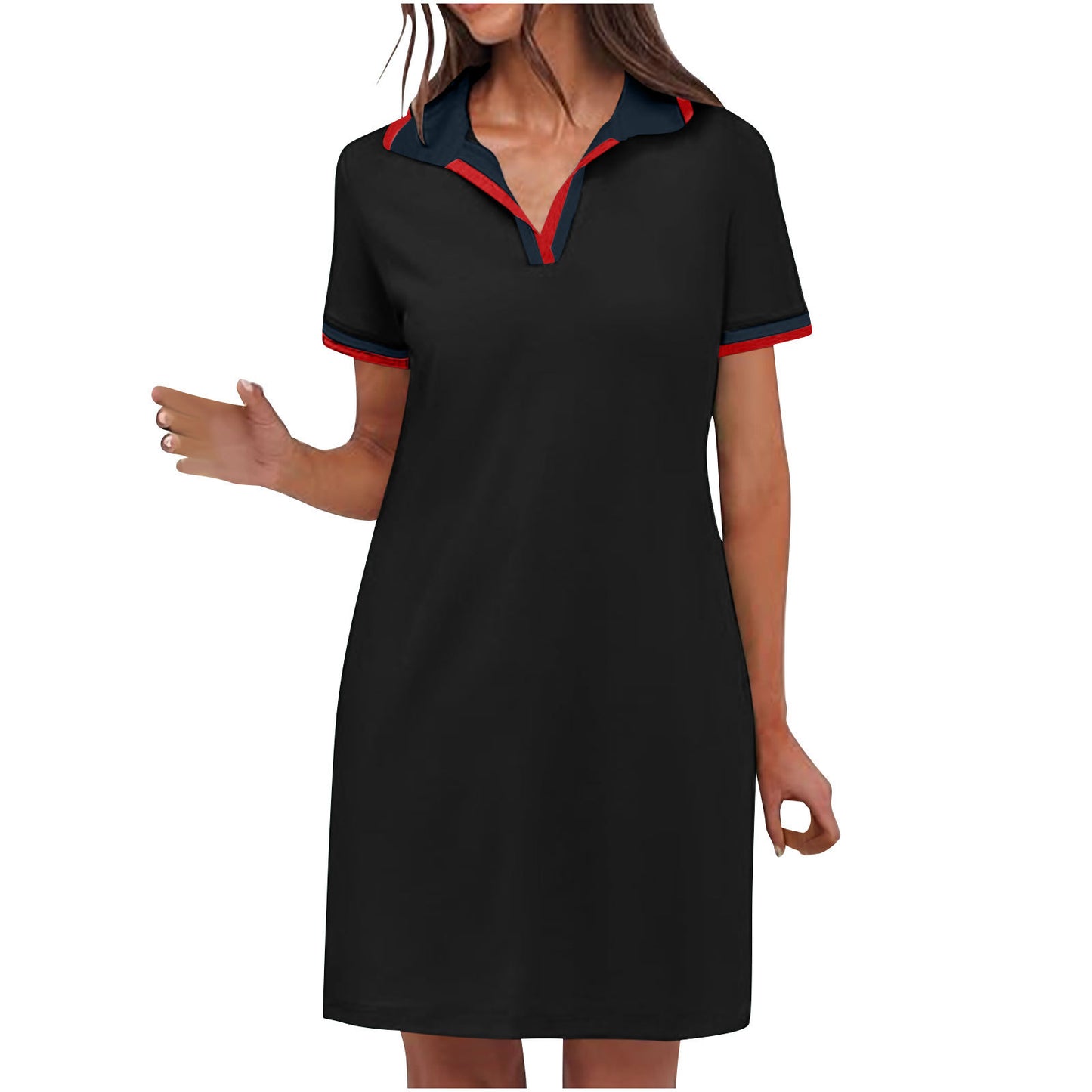 Women's Pure Short Sleeve V-neck Casual Dress