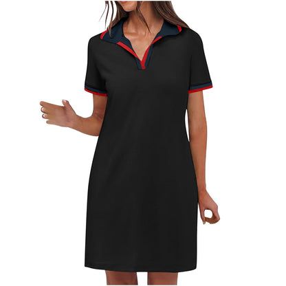 Women's Pure Short Sleeve V-neck Casual Dress