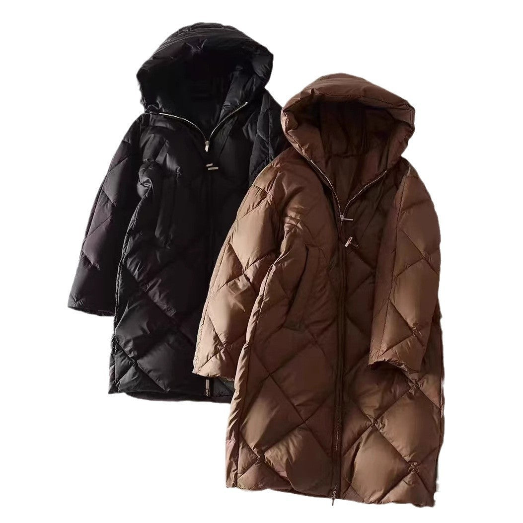 Classic Diamond Lattice Down Jacket Women's Thickened